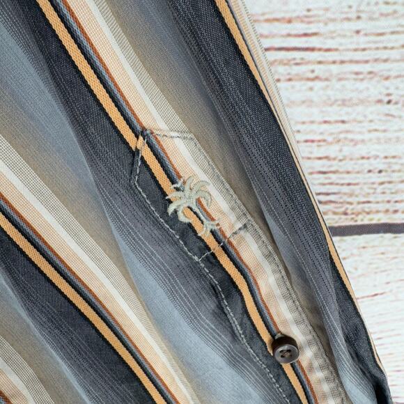 Tommy Bahama Silk Striped Long Sleeve Button Down Shirt Men's XL Blue/Beige/Gray - Picture 15 of 15